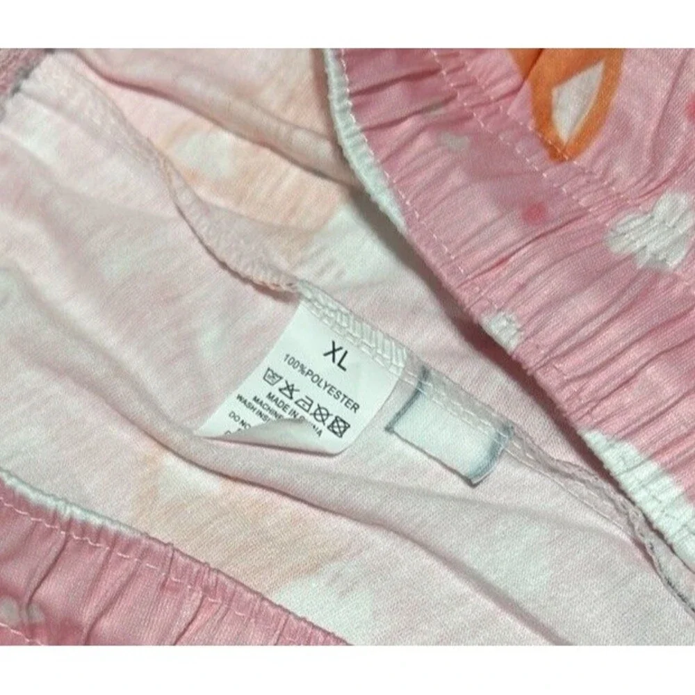 Women's Pink Fox & Heart Print Pajama Pants - Size XL Plush